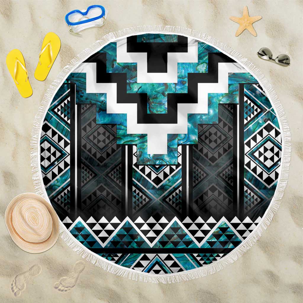Paua Shell Taniko Pattern Aotearoa Beach Blanket Niho Taniwha Mix Poutama