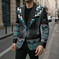 Paua Shell Taniko Pattern Aotearoa Blazer Niho Taniwha Mix Poutama - Polynesian Pride
