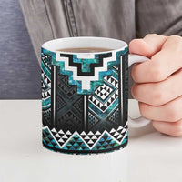 Paua Shell Taniko Pattern Aotearoa Ceramic Mug Niho Taniwha Mix Poutama - Polynesian Pride