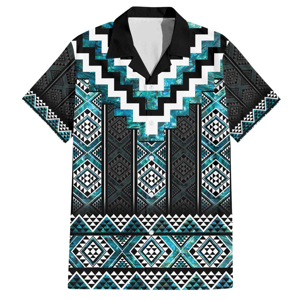 Paua Shell Taniko Pattern Aotearoa Family Matching Off Shoulder Maxi Dress and Hawaiian Shirt Niho Taniwha Mix Poutama
