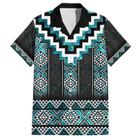 Paua Shell Taniko Pattern Aotearoa Family Matching Short Sleeve Bodycon Dress and Hawaiian Shirt Niho Taniwha Mix Poutama