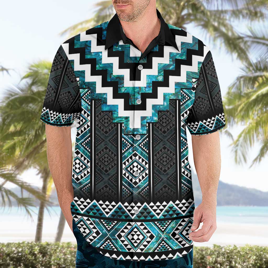 Paua Shell Taniko Pattern Aotearoa Hawaiian Shirt Niho Taniwha Mix Poutama