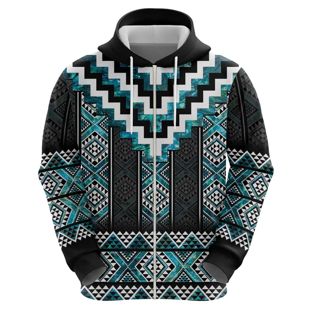 Paua Shell Taniko Pattern Aotearoa Hoodie Niho Taniwha Mix Poutama