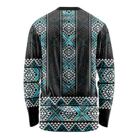 Paua Shell Taniko Pattern Aotearoa Long Sleeve Shirt Niho Taniwha Mix Poutama LT14 - Polynesian Pride