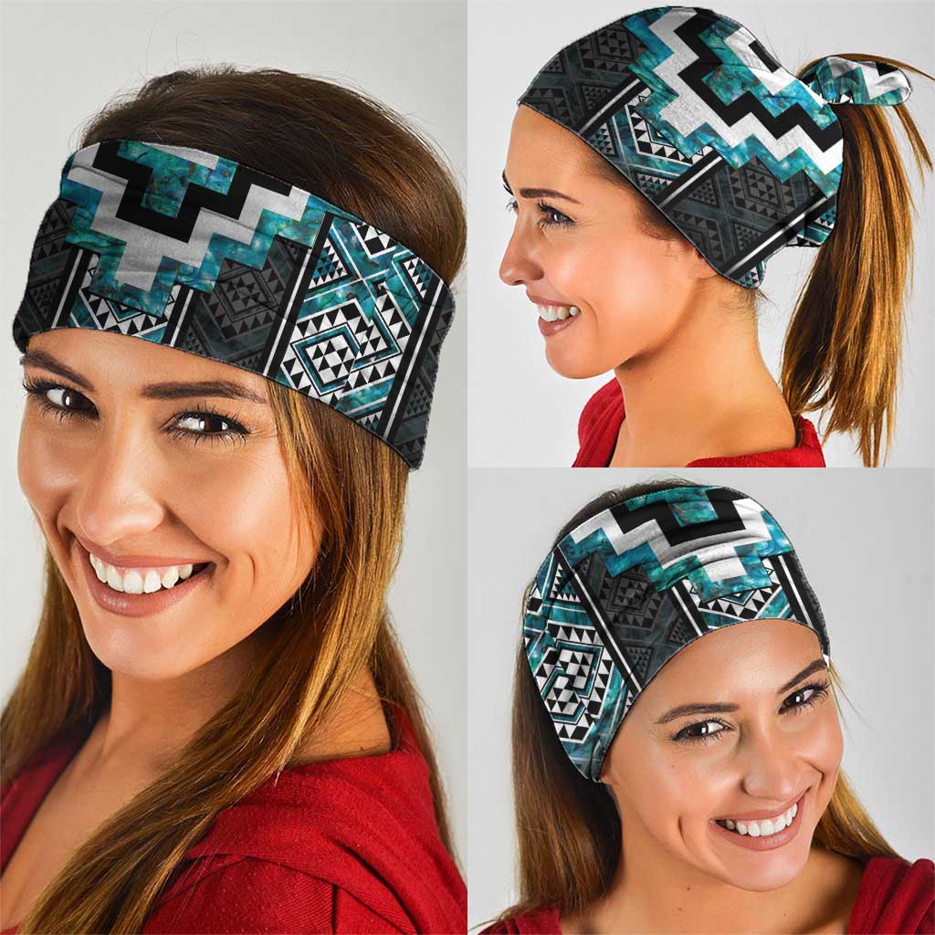 Paua Shell Taniko Pattern Aotearoa Neck Gaiter Niho Taniwha Mix Poutama - Polynesian Pride