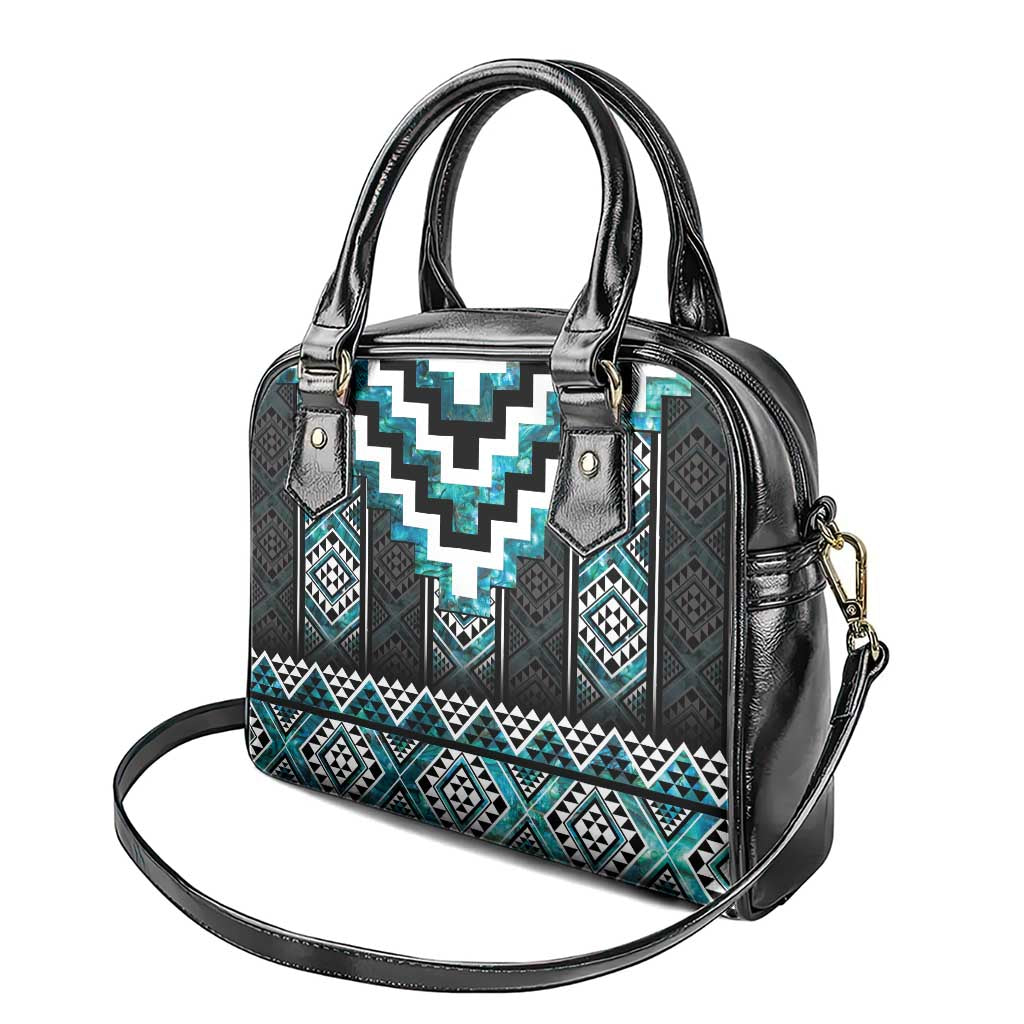 Paua Shell Taniko Pattern Aotearoa Shoulder Handbag Niho Taniwha Mix Poutama