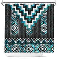 Paua Shell Taniko Pattern Aotearoa Shower Curtain Niho Taniwha Mix Poutama