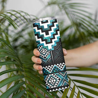 Paua Shell Taniko Pattern Aotearoa Skinny Tumbler Niho Taniwha Mix Poutama