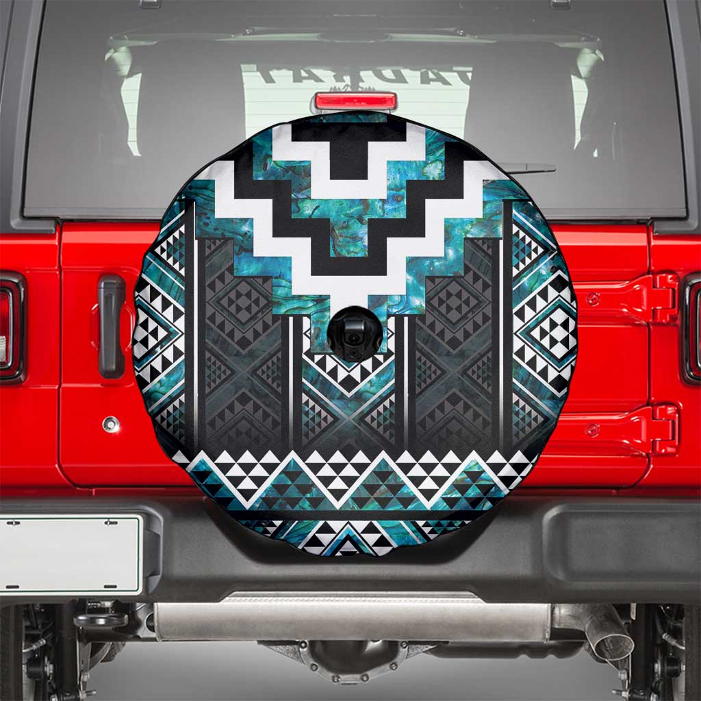 Paua Shell Taniko Pattern Aotearoa Spare Tire Cover Niho Taniwha Mix Poutama
