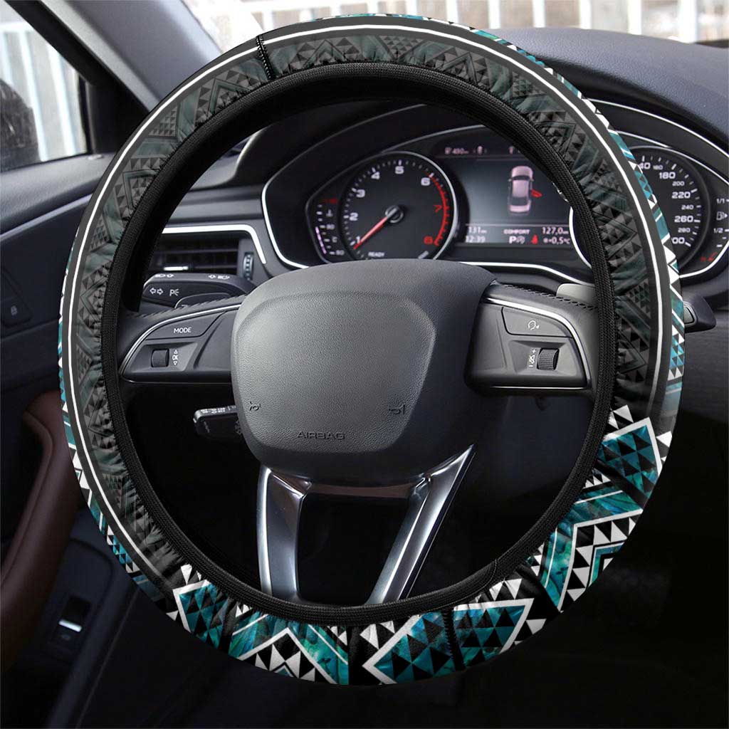 Paua Shell Taniko Pattern Aotearoa Steering Wheel Cover Niho Taniwha Mix Poutama