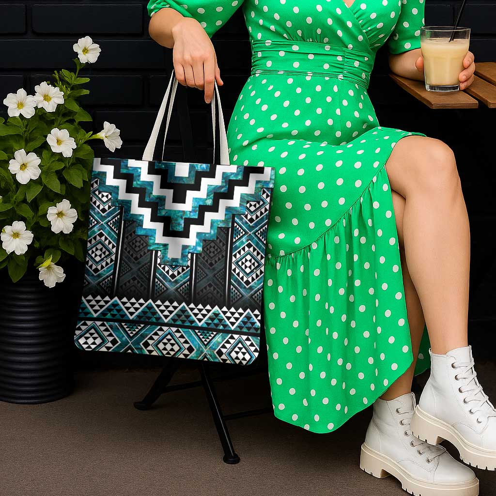 Paua Shell Taniko Pattern Aotearoa Tote Bag Niho Taniwha Mix Poutama - Polynesian Pride