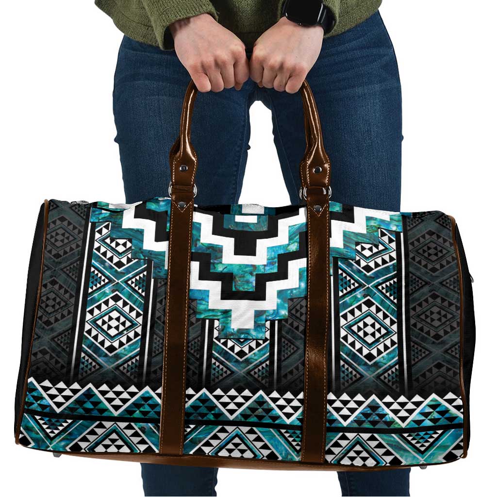 Paua Shell Taniko Pattern Aotearoa Travel Bag Niho Taniwha Mix Poutama - Polynesian Pride