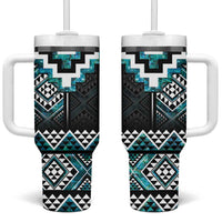 Paua Shell Taniko Pattern Aotearoa Tumbler With Handle Niho Taniwha Mix Poutama