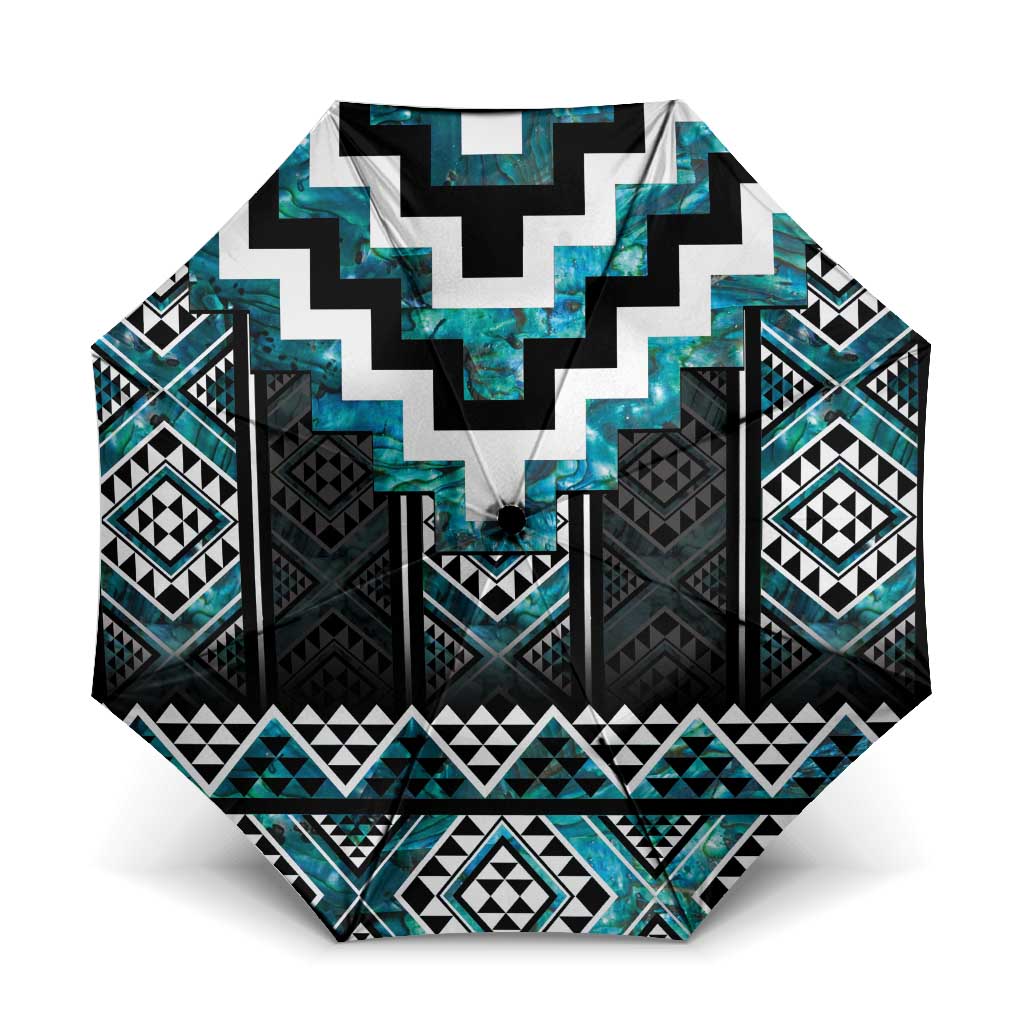Paua Shell Taniko Pattern Aotearoa Umbrella Niho Taniwha Mix Poutama - Polynesian Pride