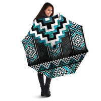 Paua Shell Taniko Pattern Aotearoa Umbrella Niho Taniwha Mix Poutama - Polynesian Pride