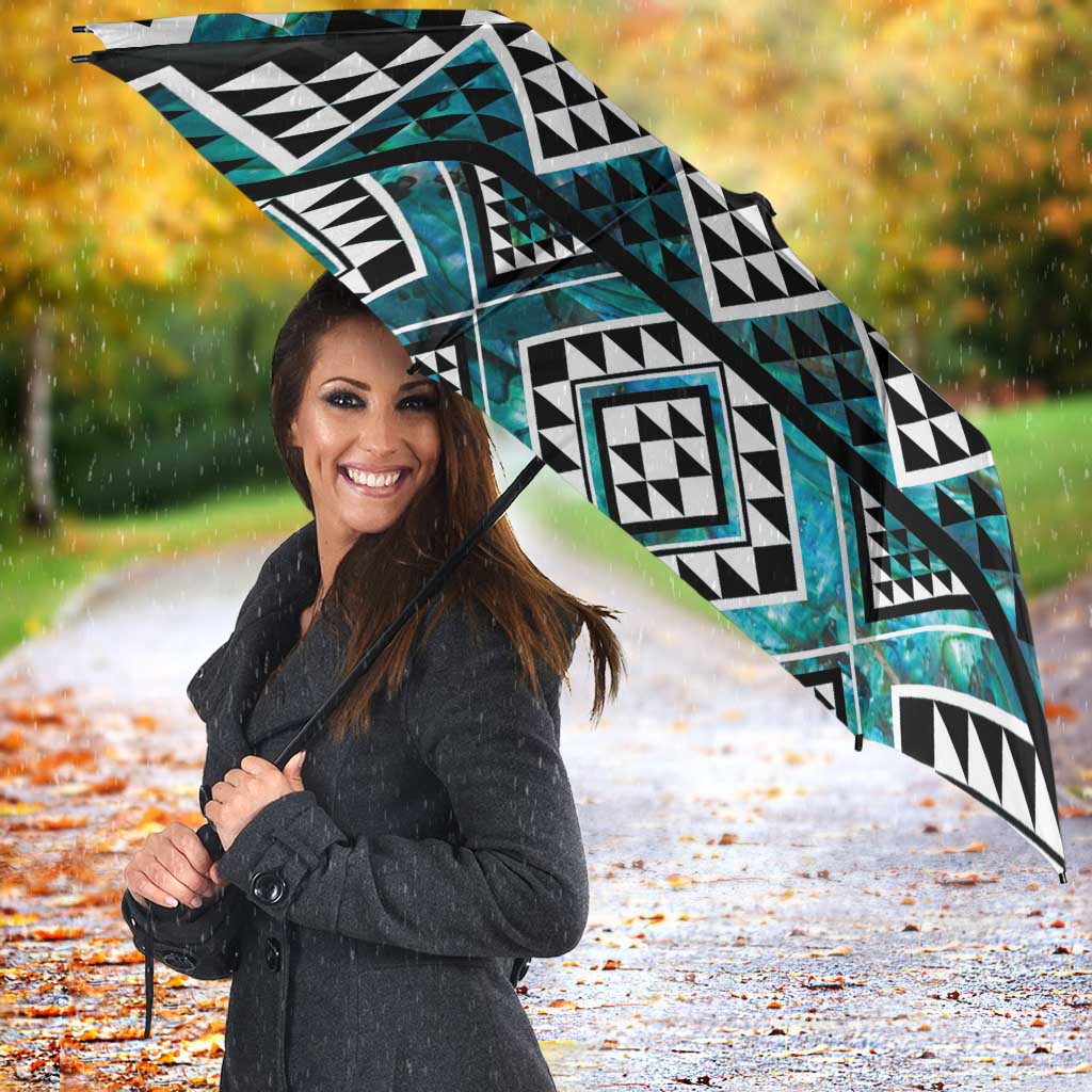 Paua Shell Taniko Pattern Aotearoa Umbrella Niho Taniwha Mix Poutama - Polynesian Pride