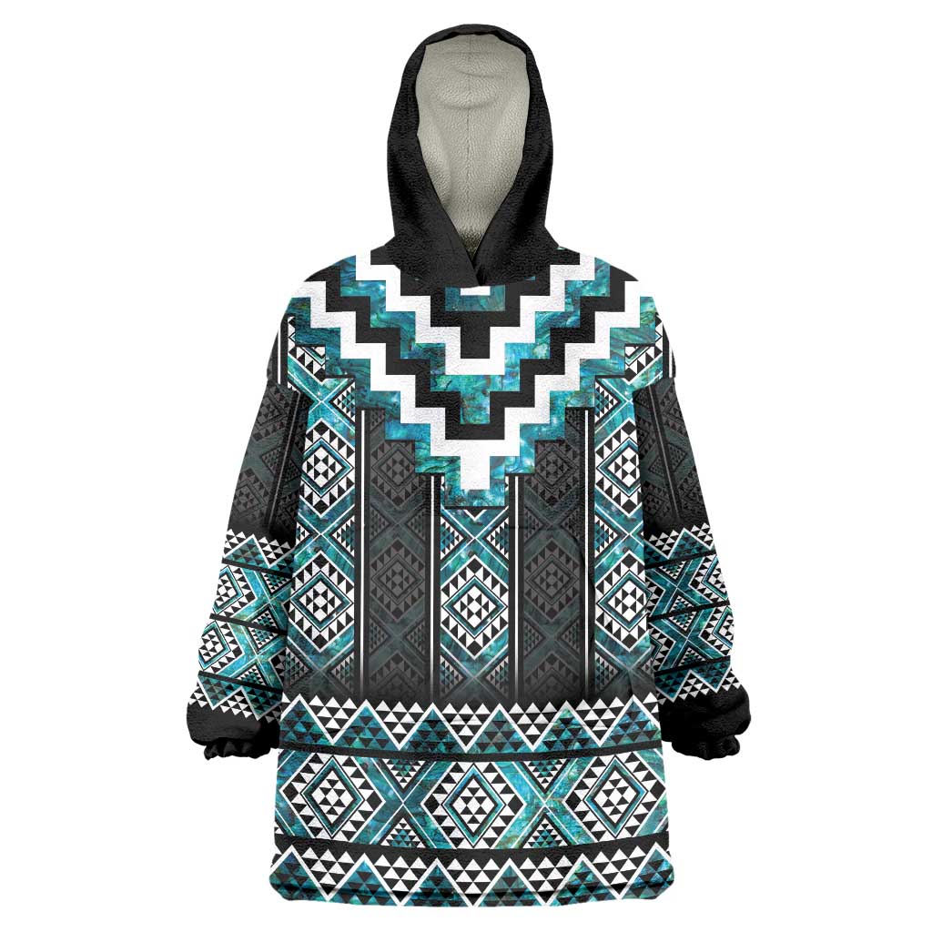 Paua Shell Taniko Pattern Aotearoa Wearable Blanket Hoodie Niho Taniwha Mix Poutama