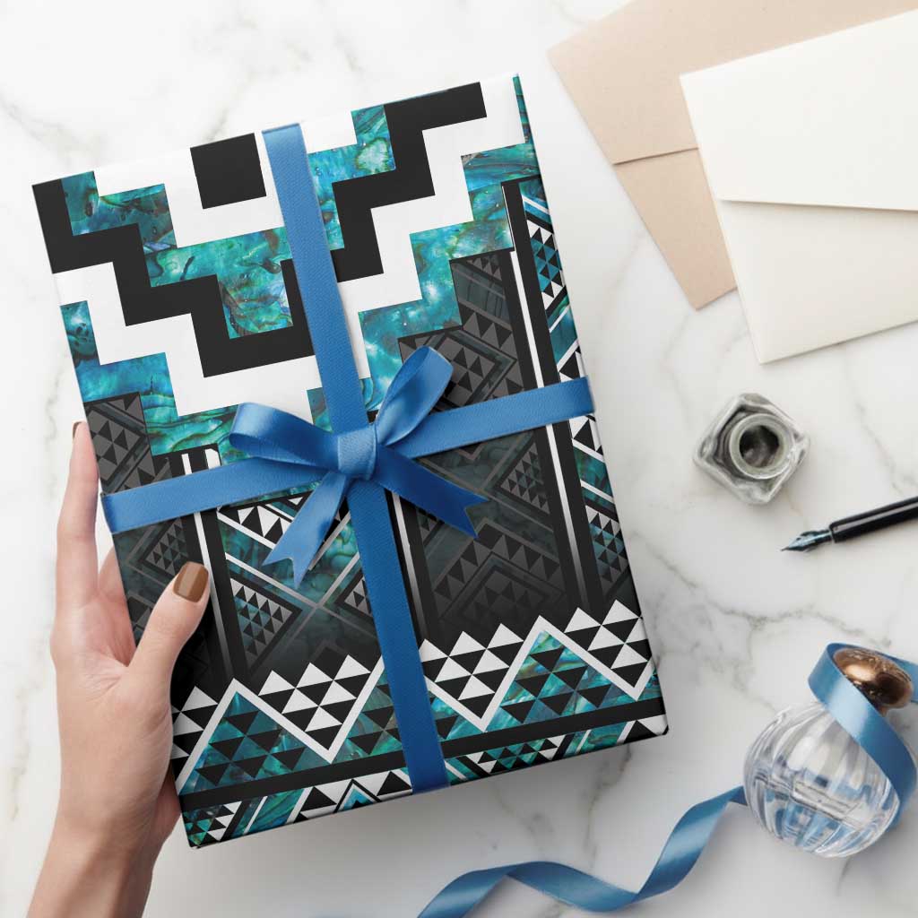 Paua Shell Taniko Pattern Aotearoa Wrapping Paper Niho Taniwha Mix Poutama - Polynesian Pride