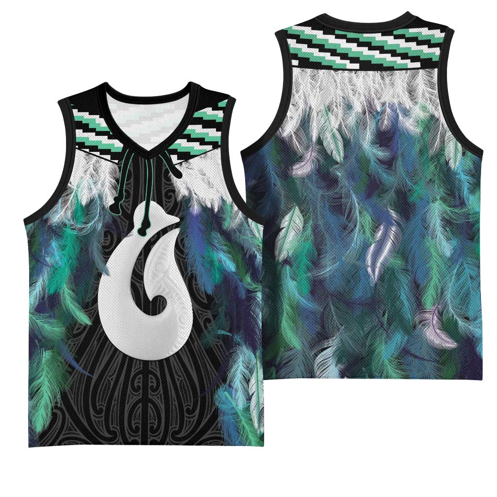Aotearoa Korowai Motif Basketball Jersey Hei Matau Poutama Maori Pattern - Polynesian Pride