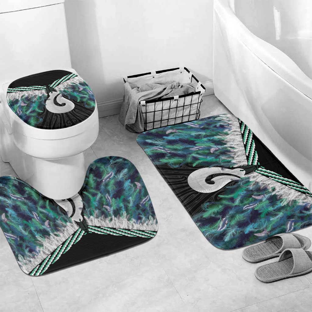 Aotearoa Korowai Motif Bathroom Set Hei Matau Poutama Maori Pattern - Polynesian Pride