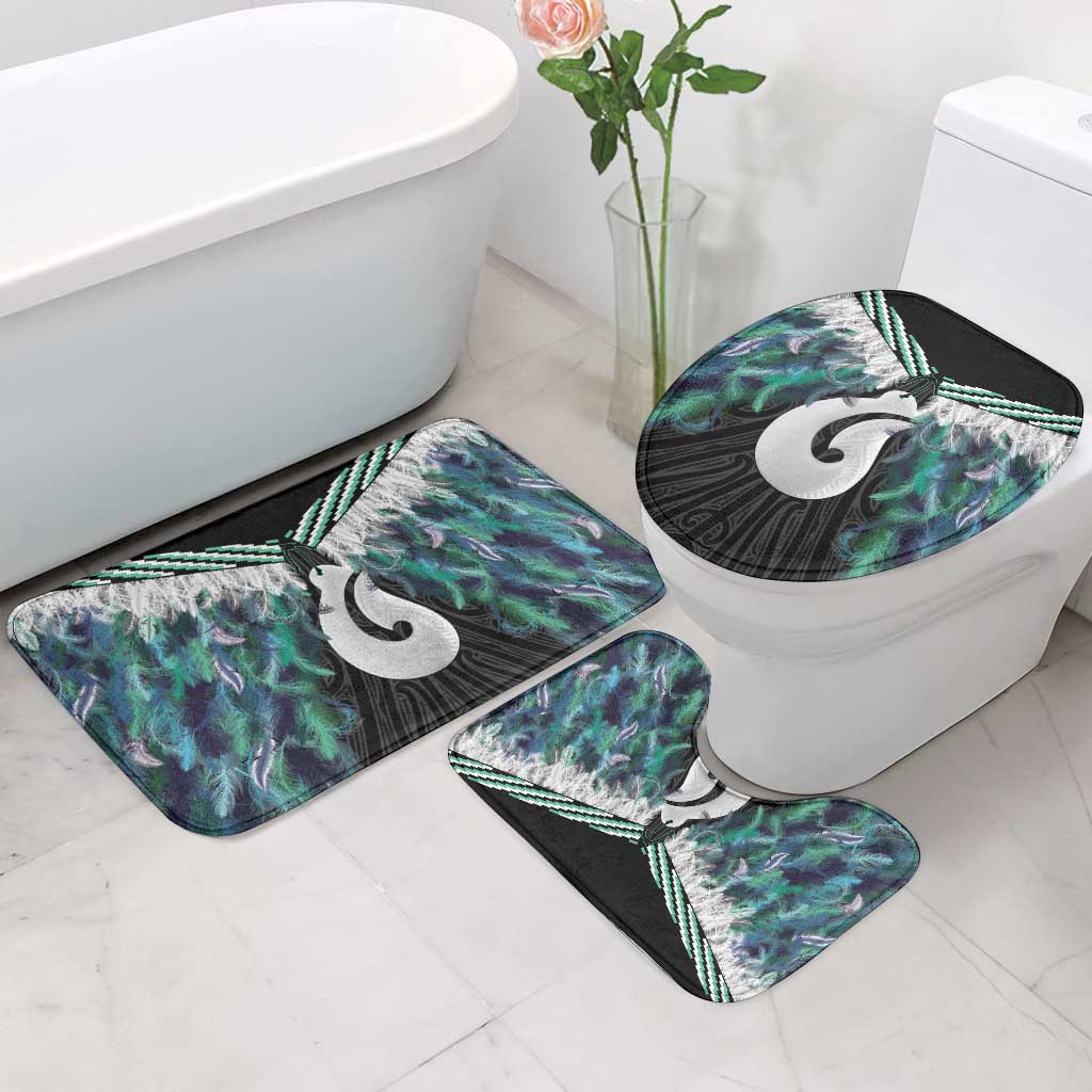 Aotearoa Korowai Motif Bathroom Set Hei Matau Poutama Maori Pattern - Polynesian Pride