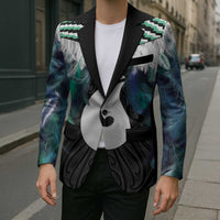 Aotearoa Korowai Motif Blazer Hei Matau Poutama Maori Pattern - Polynesian Pride