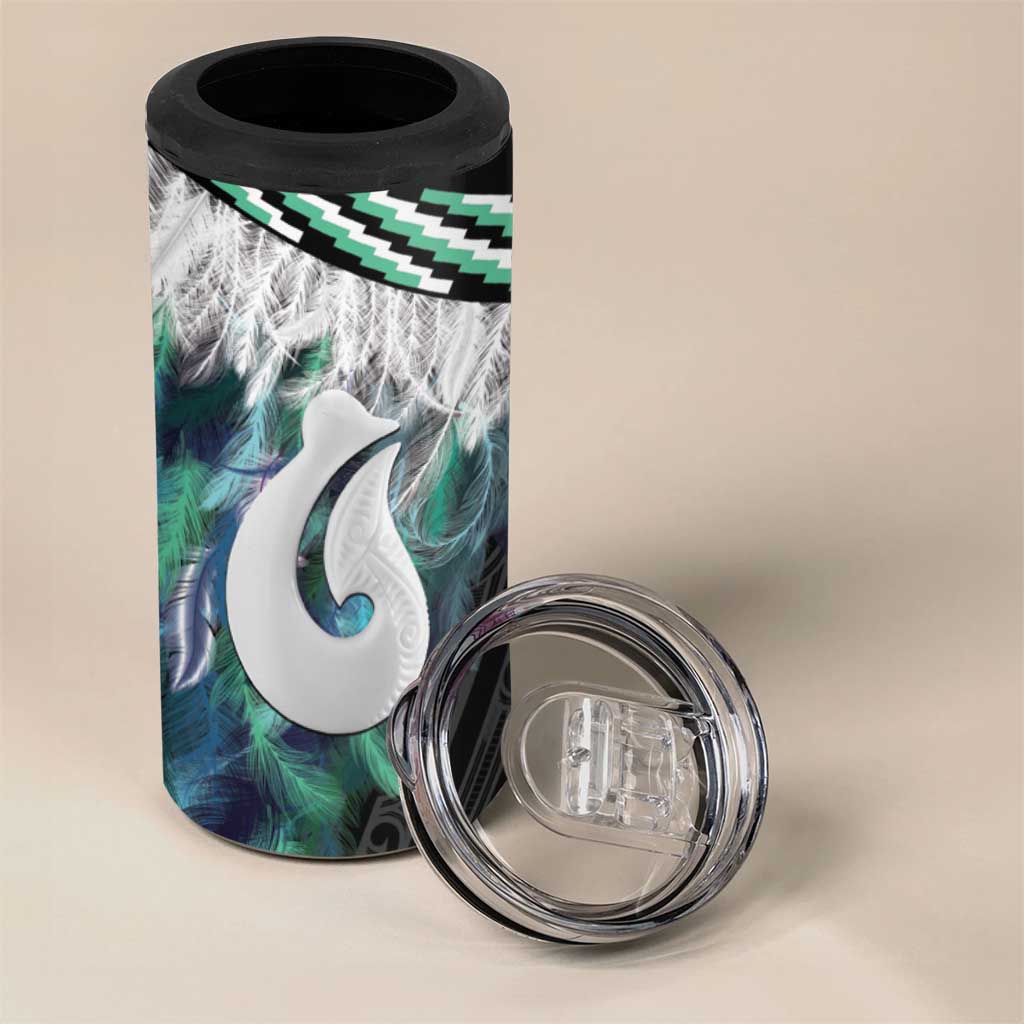 Aotearoa Korowai Motif 4 in 1 Can Cooler Tumbler Hei Matau Poutama Maori Pattern