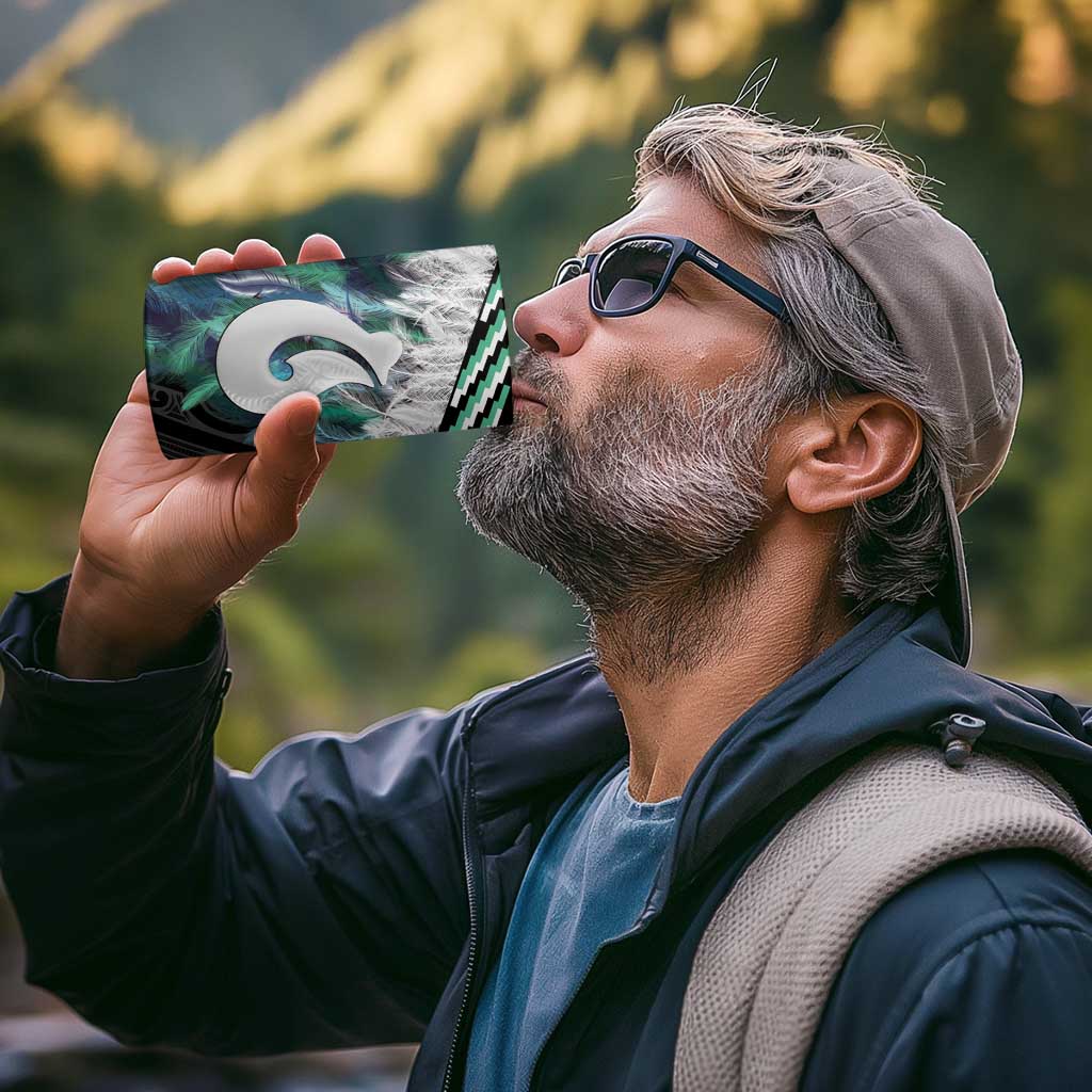 Aotearoa Korowai Motif 4 in 1 Can Cooler Tumbler Hei Matau Poutama Maori Pattern