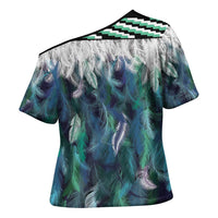 Aotearoa Korowai Motif Cross Shoulder Shirt Hei Matau Poutama Maori Pattern - Polynesian Pride