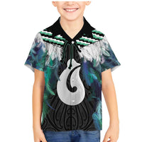 Aotearoa Korowai Motif Family Matching Mermaid Dress and Hawaiian Shirt Hei Matau Poutama Maori Pattern