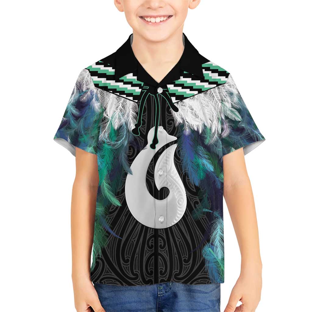 Aotearoa Korowai Motif Family Matching Puletasi and Hawaiian Shirt Hei Matau Poutama Maori Pattern