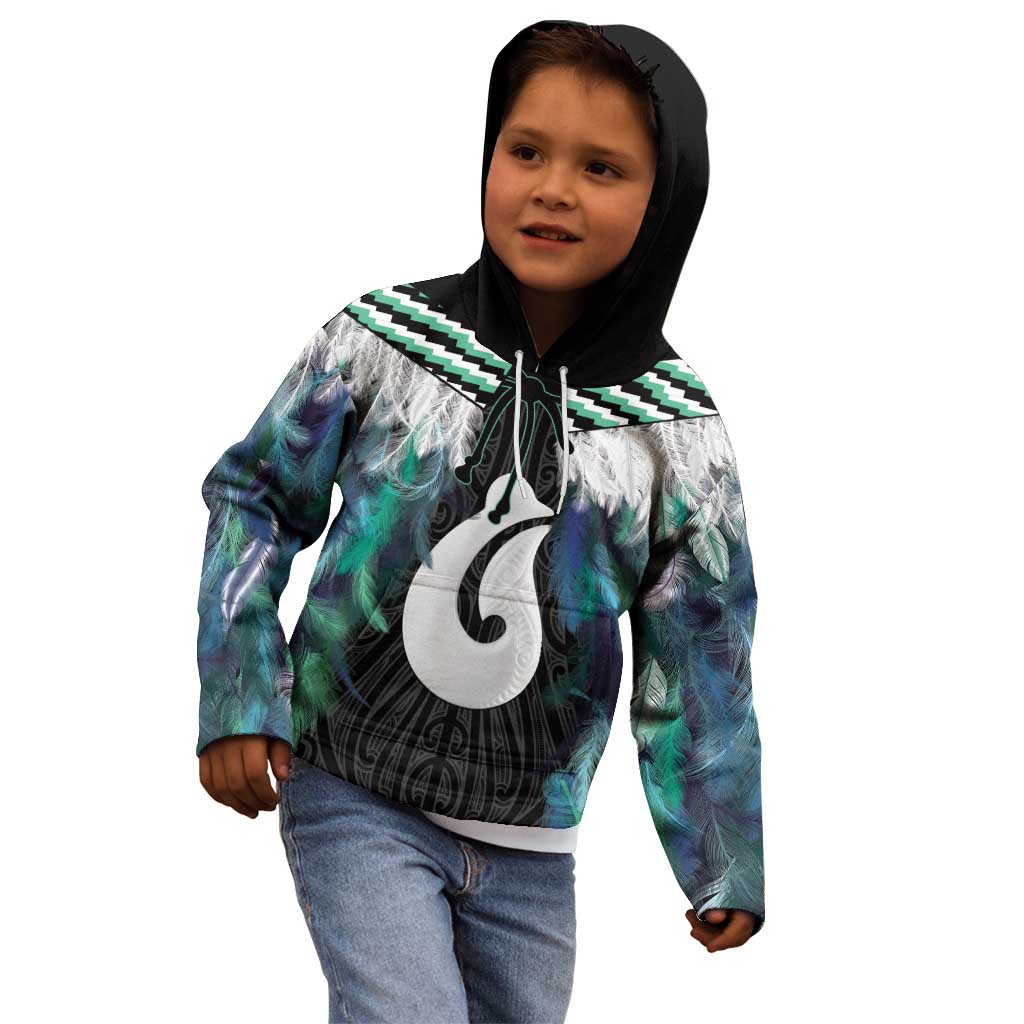 Aotearoa Korowai Motif Kid Hoodie Hei Matau Poutama Maori Pattern LT14 - Polynesian Pride