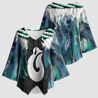 Aotearoa Korowai Motif Kimono Sleeve Blouse Hei Matau Poutama Maori Pattern - Polynesian Pride