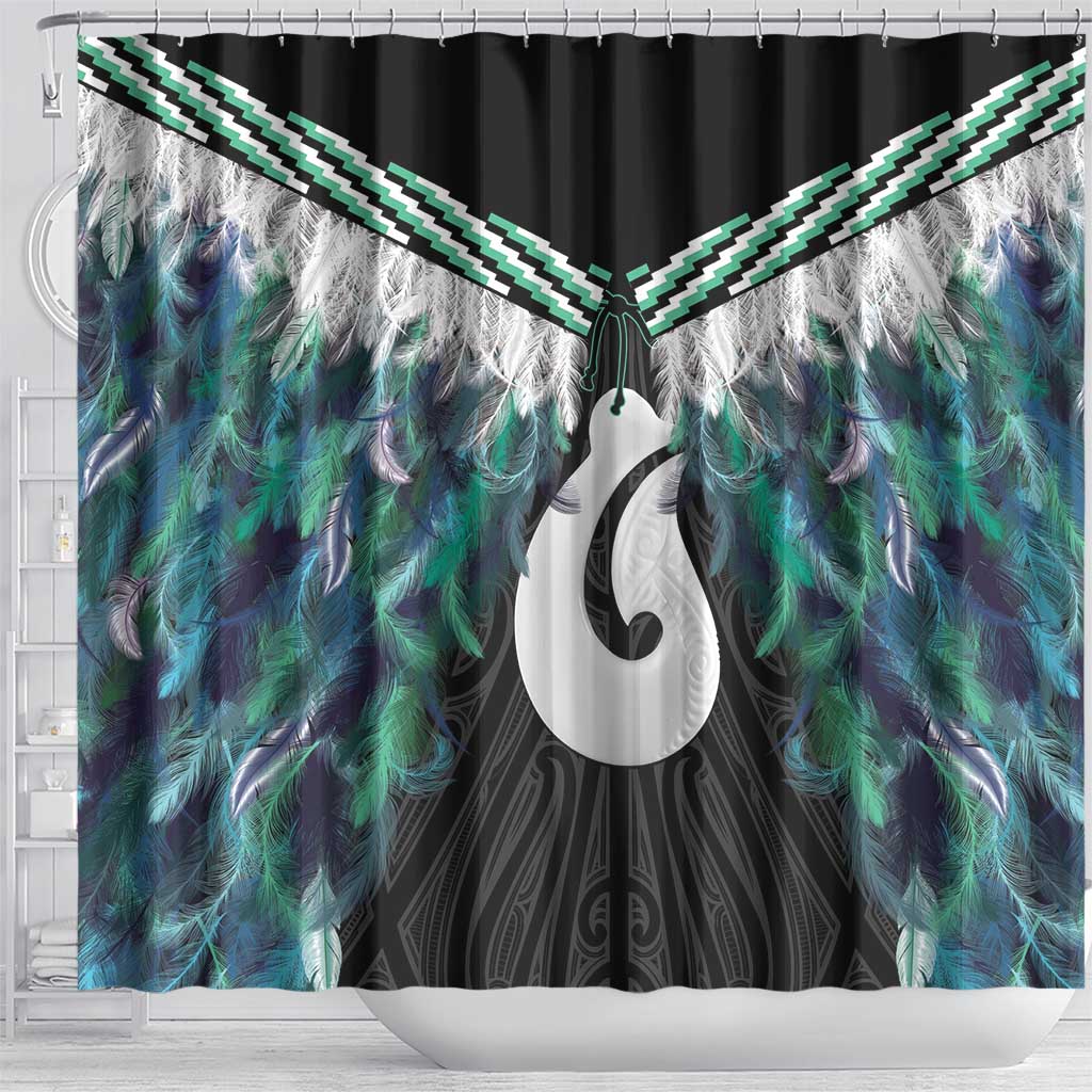 Aotearoa Korowai Motif Shower Curtain Hei Matau Poutama Maori Pattern