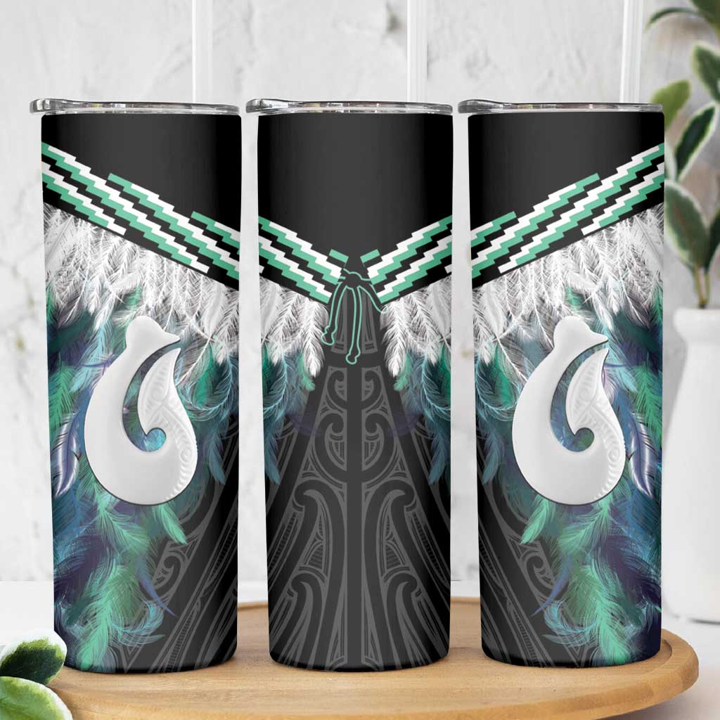 Aotearoa Korowai Motif Skinny Tumbler Hei Matau Poutama Maori Pattern