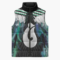 Aotearoa Korowai Motif Sleeveless Puffer Jacket Hei Matau Poutama Maori Pattern - Polynesian Pride