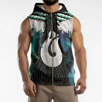 Aotearoa Korowai Motif Sleeveless Zip Hoodie Hei Matau Poutama Maori Pattern - Polynesian Pride