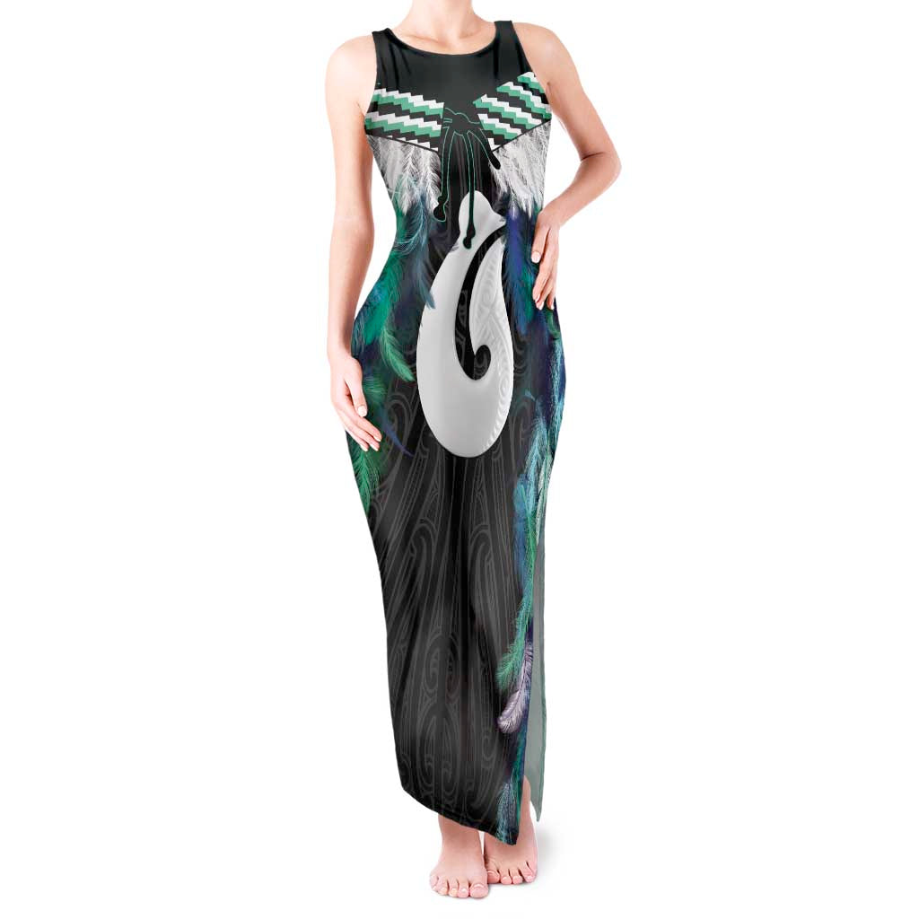 Aotearoa Korowai Motif Tank Maxi Dress Hei Matau Poutama Maori Pattern