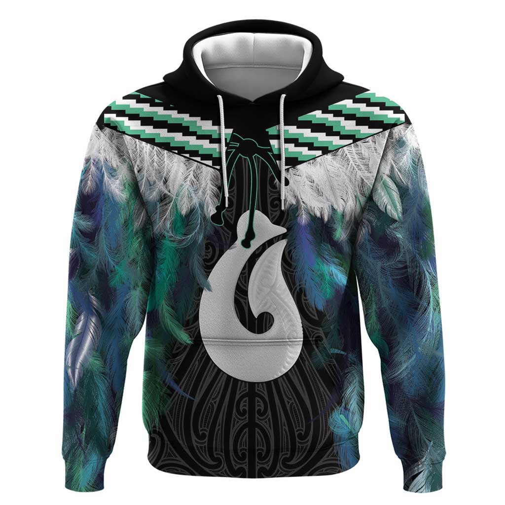 Aotearoa Korowai Motif Zip Hoodie Hei Matau Poutama Maori Pattern