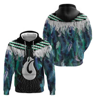Aotearoa Korowai Motif Zip Hoodie Hei Matau Poutama Maori Pattern