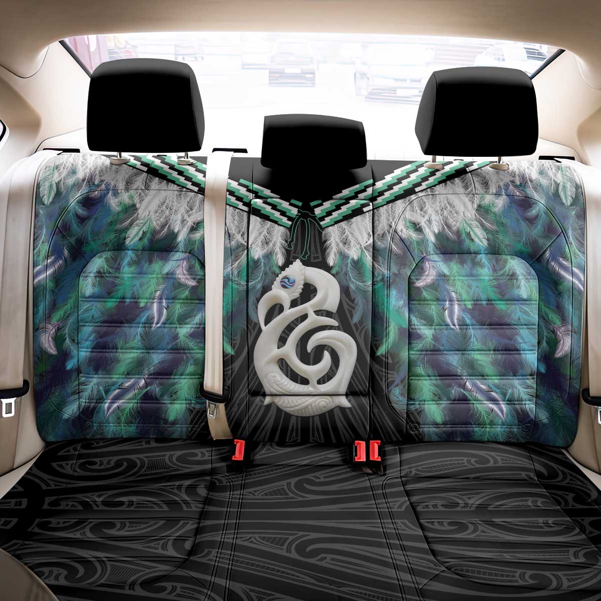 Aotearoa Korowai Motif Back Car Seat Cover Hei Manaia Poutama Maori Pattern LT14 - Polynesian Pride