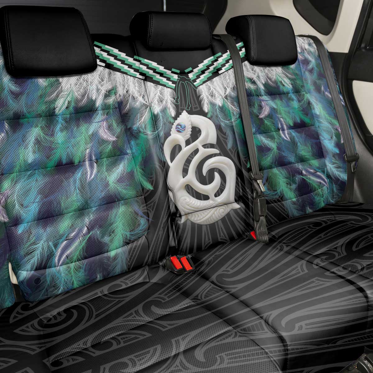 Aotearoa Korowai Motif Back Car Seat Cover Hei Manaia Poutama Maori Pattern LT14 - Polynesian Pride