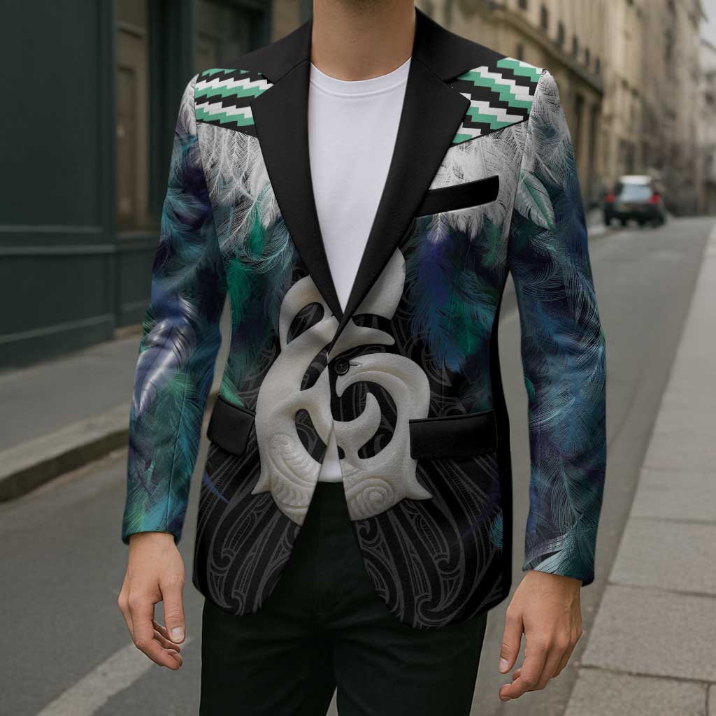 Aotearoa Korowai Motif Blazer Hei Manaia Poutama Maori Pattern - Polynesian Pride