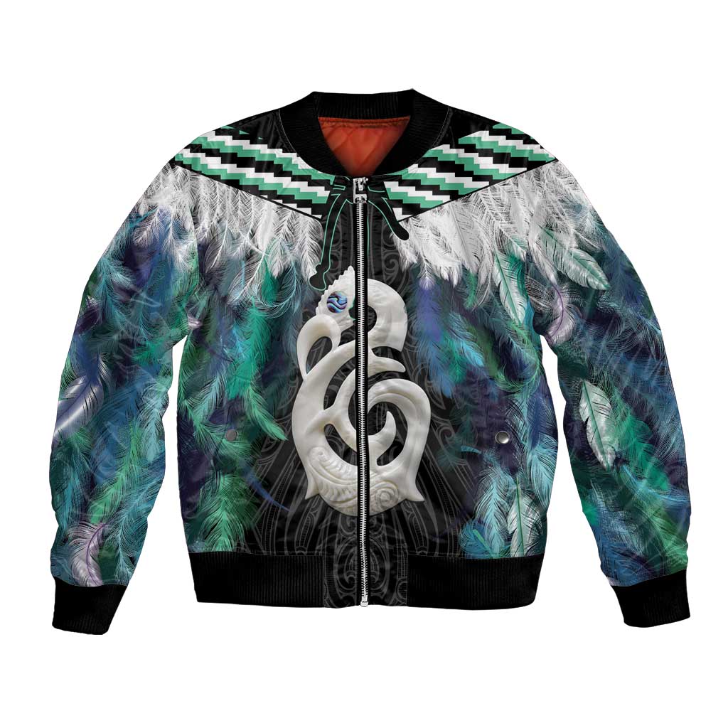 Aotearoa Korowai Motif Bomber Jacket Hei Manaia Poutama Maori Pattern