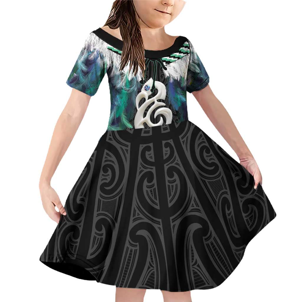 Aotearoa Korowai Motif Family Matching Off Shoulder Short Dress and Hawaiian Shirt Hei Manaia Poutama Maori Pattern