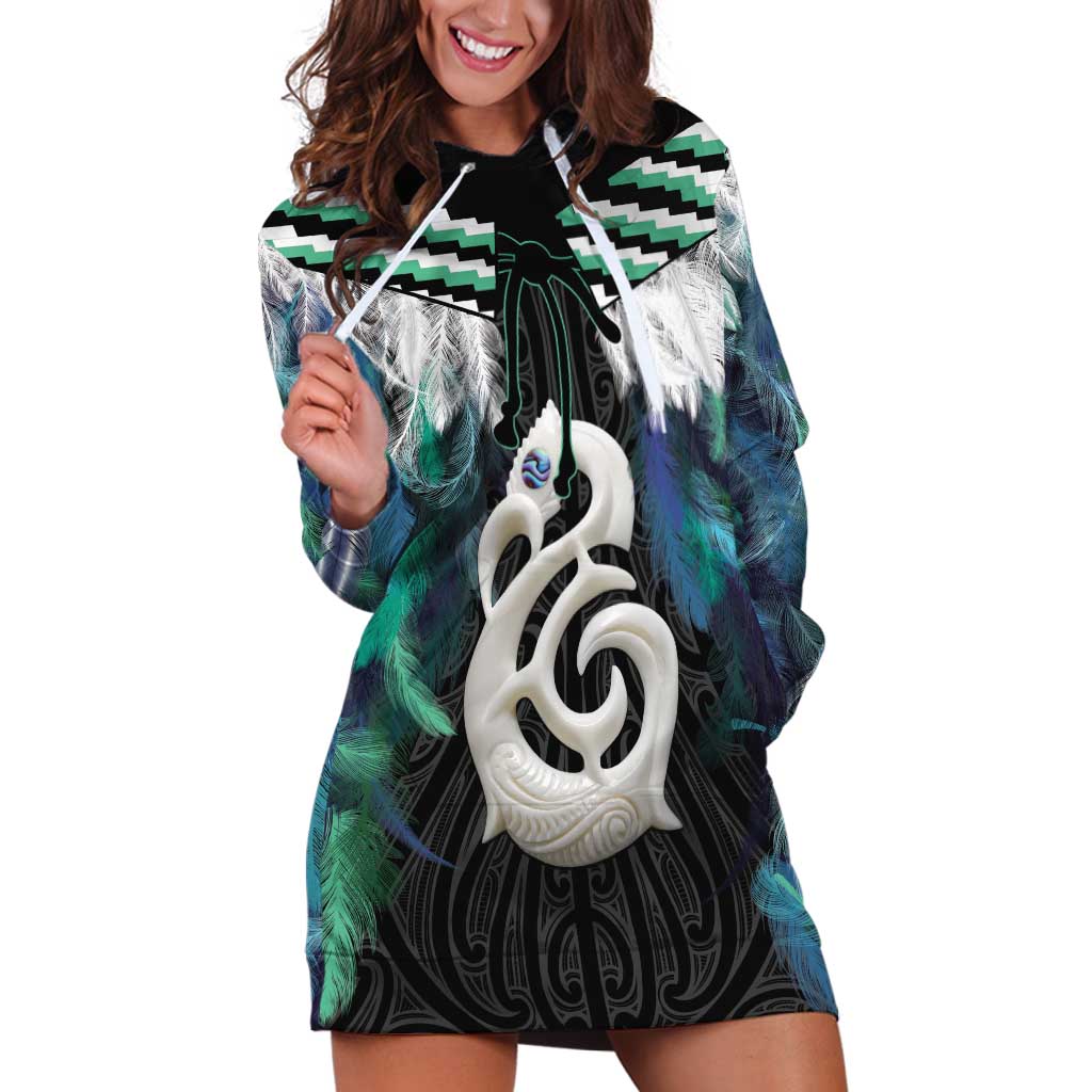 Aotearoa Korowai Motif Hoodie Dress Hei Manaia Poutama Maori Pattern