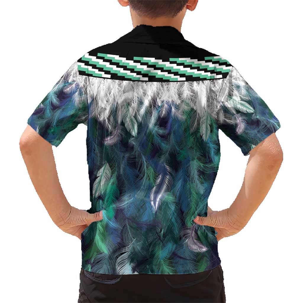 Aotearoa Korowai Motif Kid Hawaiian Shirt Hei Manaia Poutama Maori Pattern