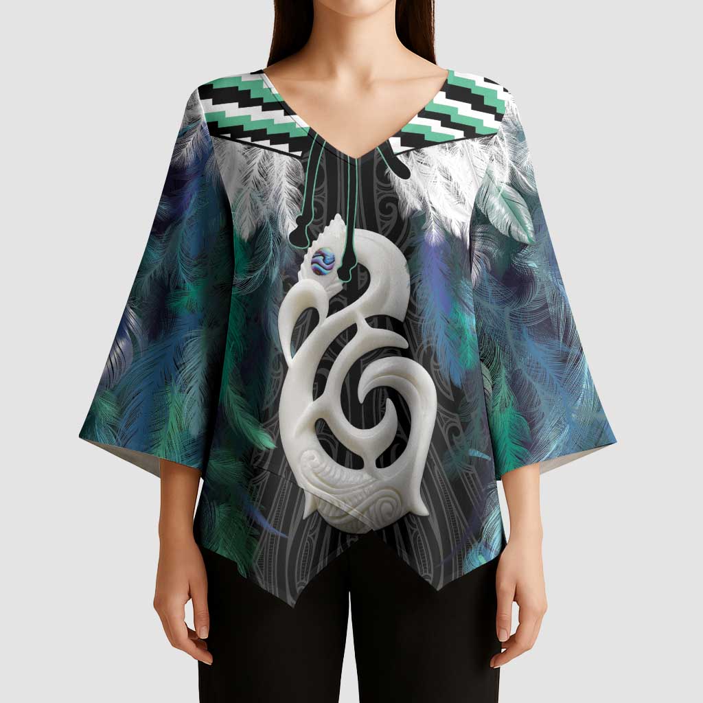 Aotearoa Korowai Motif Kimono Sleeve Blouse Hei Manaia Poutama Maori Pattern - Polynesian Pride