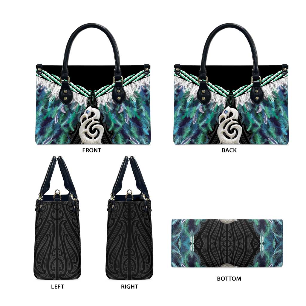 Aotearoa Korowai Motif Leather Bag Hei Manaia Poutama Maori Pattern - Polynesian Pride