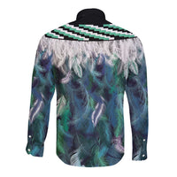 Aotearoa Korowai Motif Long Sleeve Button Shirt Hei Manaia Poutama Maori Pattern LT14 - Polynesian Pride
